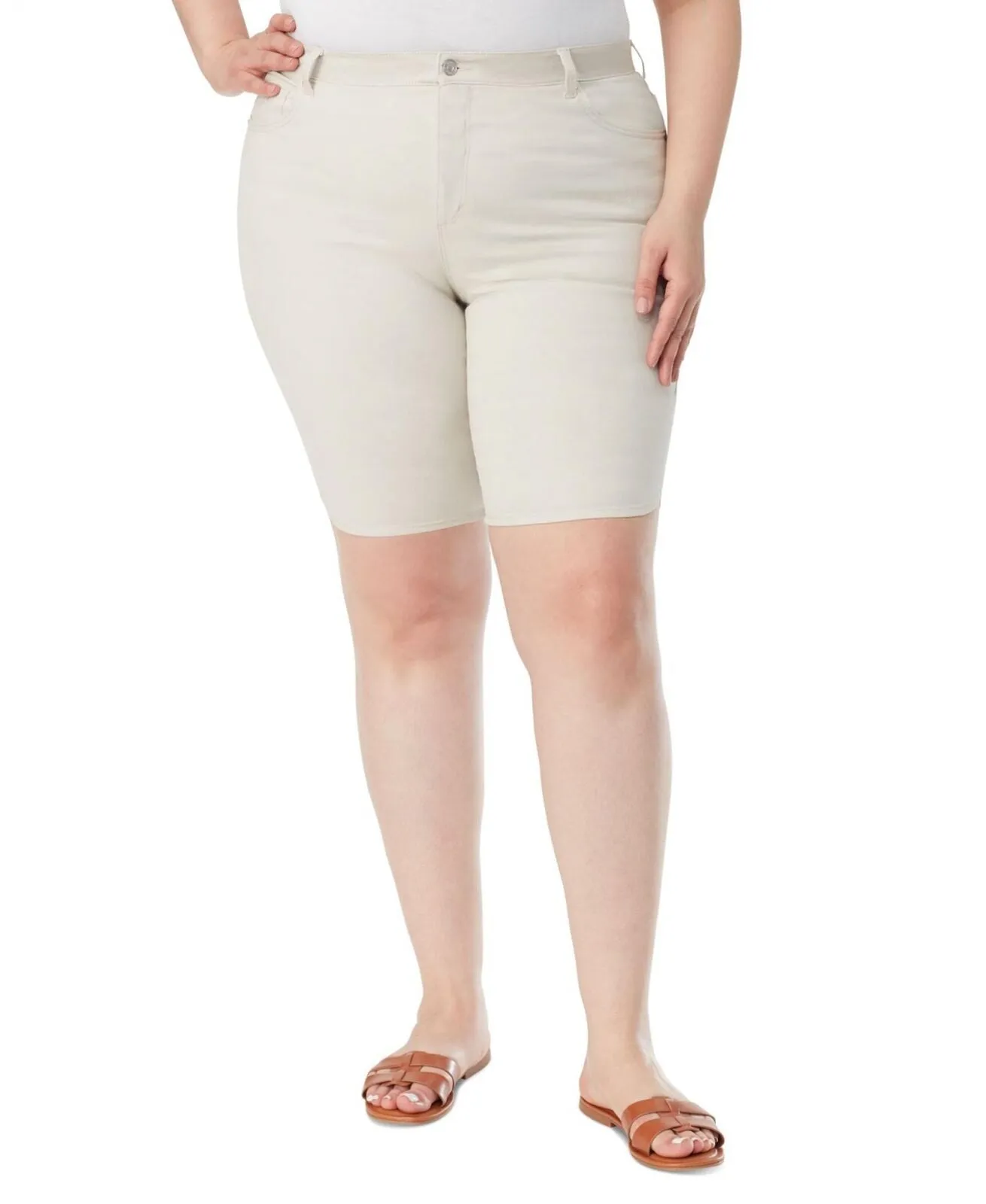 Gloria Vanderbilt Women's Plus Size Amanda Bermuda Short Stonewood Brown 22W