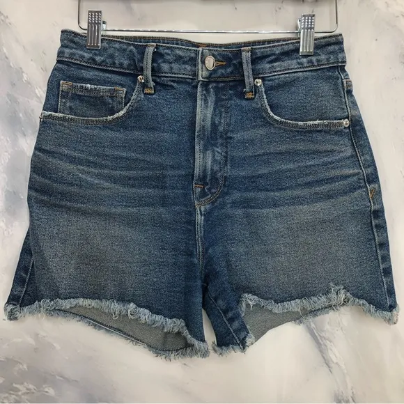 Good American blue cutoff jean shorts high waist