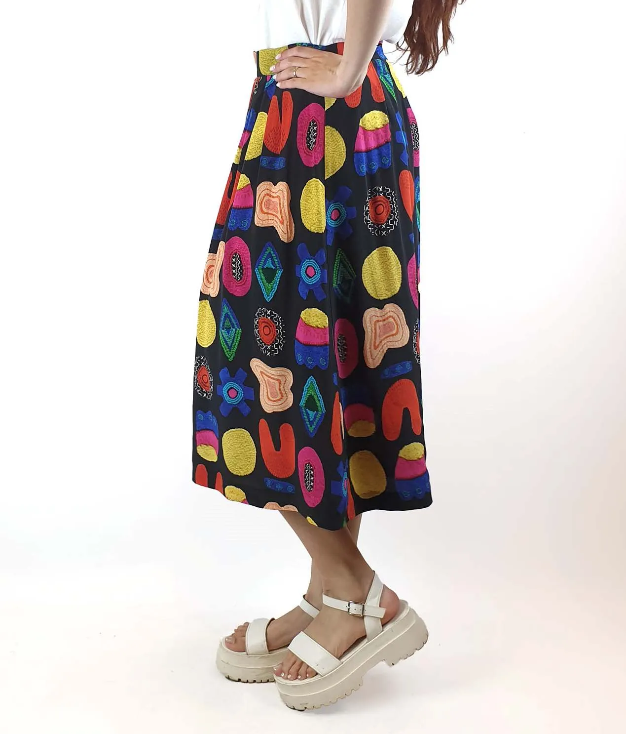 Gorman   Liz Payne colourful 100% silk skirt size 10