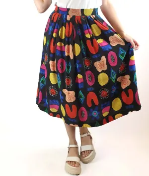 Gorman   Liz Payne colourful 100% silk skirt size 10