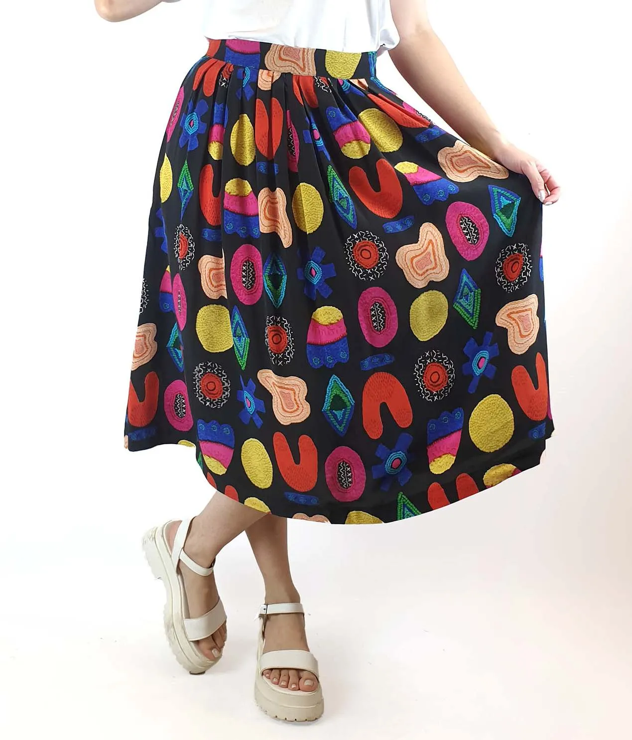 Gorman   Liz Payne colourful 100% silk skirt size 10