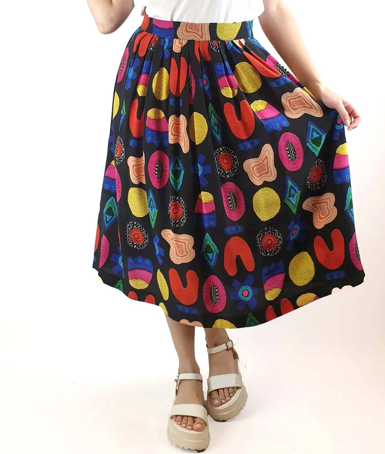 Gorman   Liz Payne colourful 100% silk skirt size 10