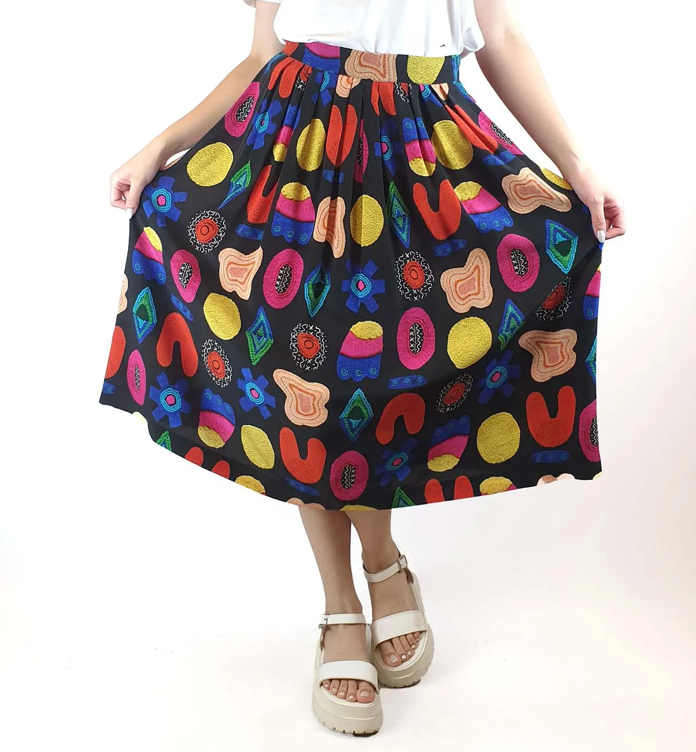 Gorman   Liz Payne colourful 100% silk skirt size 10