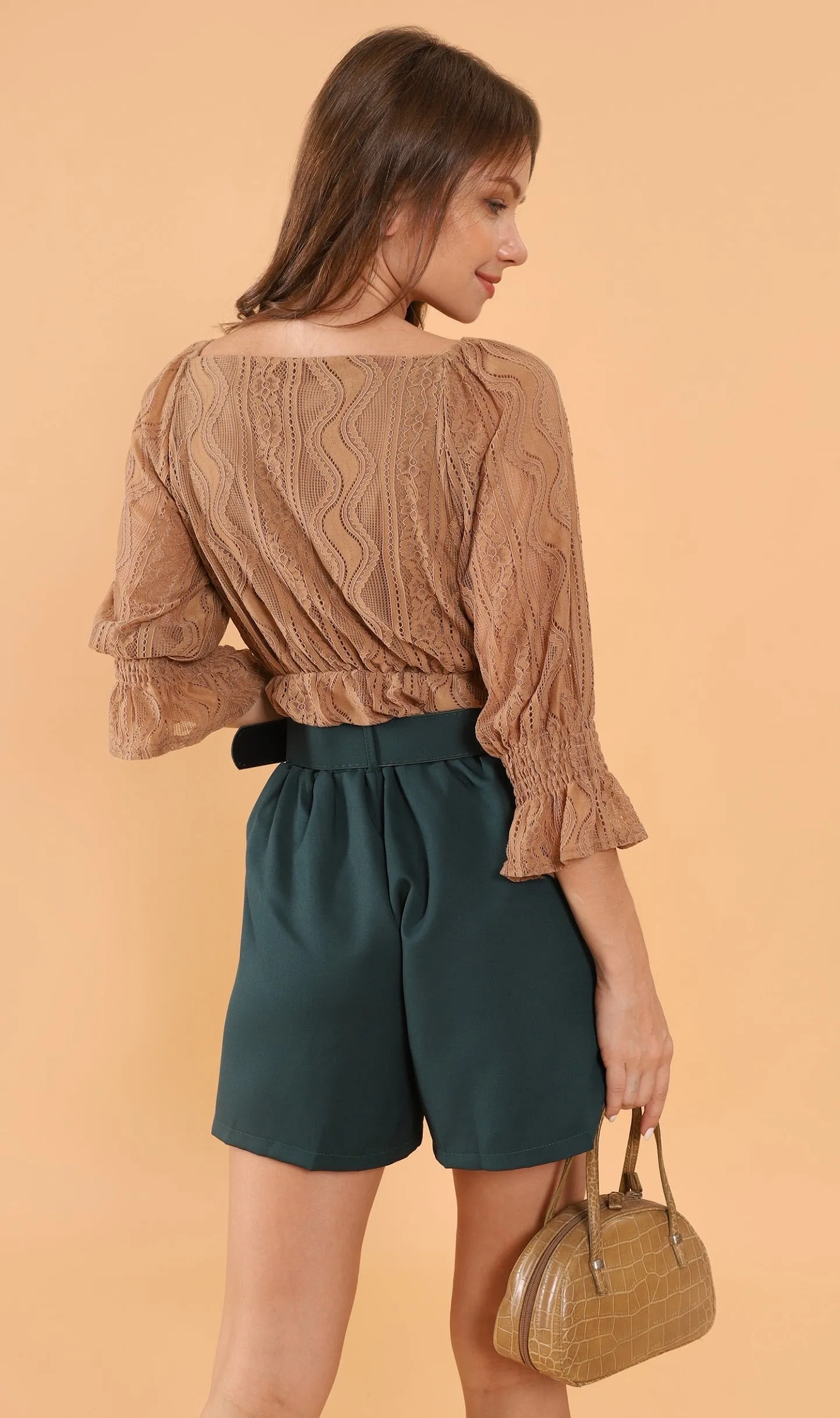 HANNAH Belted Bermuda Shorts (Emerald)