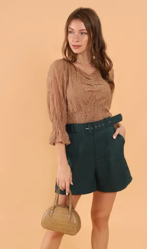 HANNAH Belted Bermuda Shorts (Emerald)