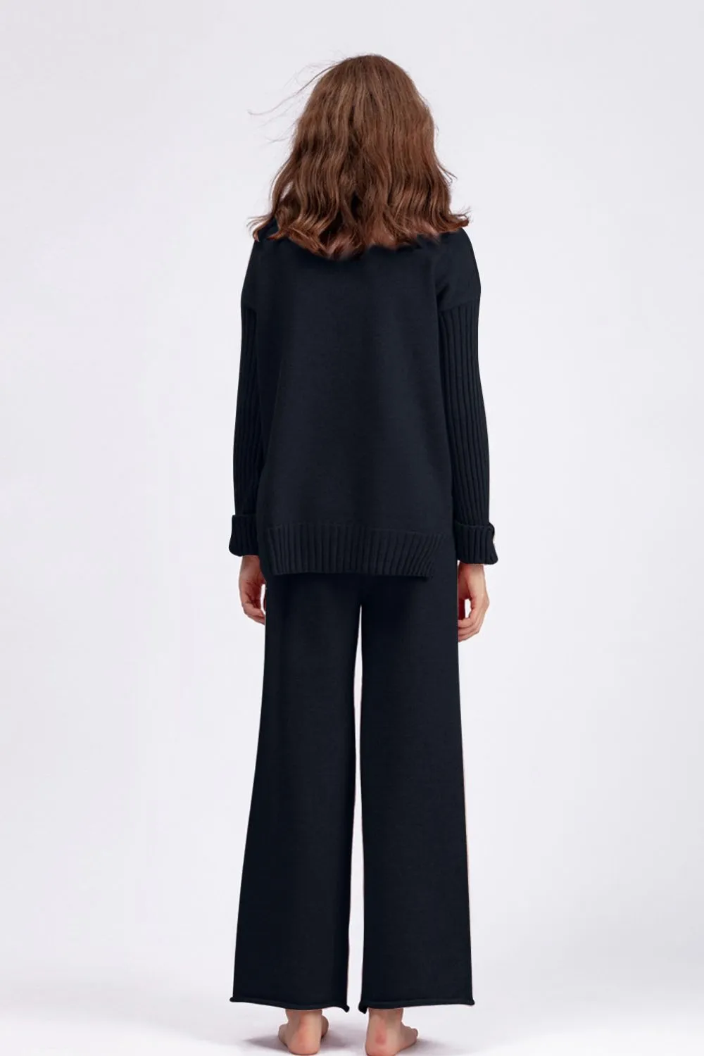 Hazel Blues® |  Basic Bae High- Low Turtleneck Long Sleeve Top and Pants Sweater Set