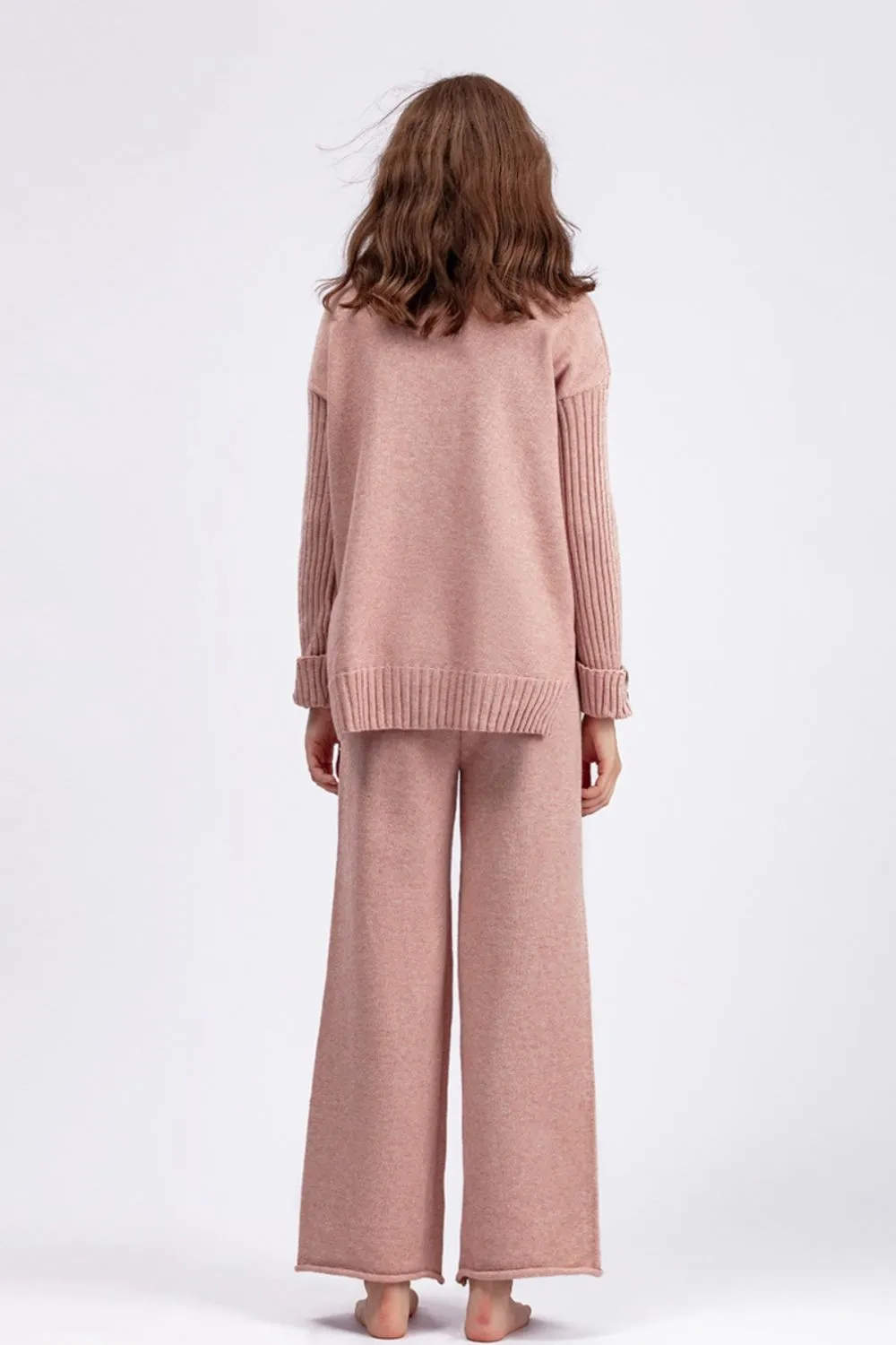 Hazel Blues® |  Basic Bae High- Low Turtleneck Long Sleeve Top and Pants Sweater Set