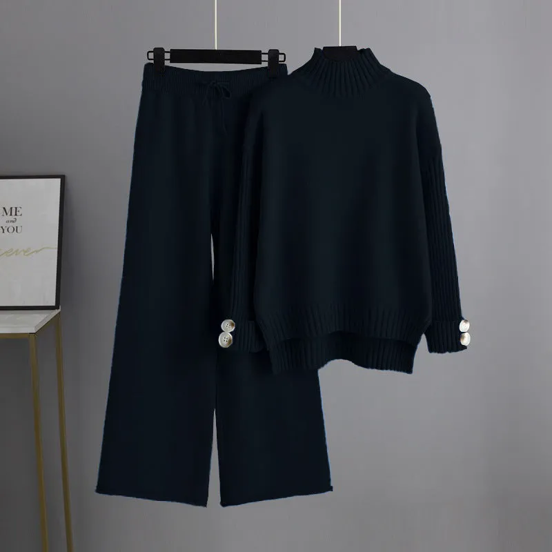 Hazel Blues® |  Basic Bae High- Low Turtleneck Long Sleeve Top and Pants Sweater Set