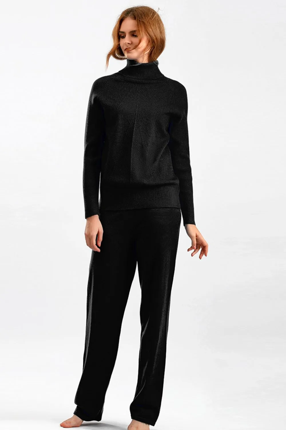 Hazel Blues® |  Basic Bae Turtleneck Raglan Sleeve Top and Pants Sweater Set