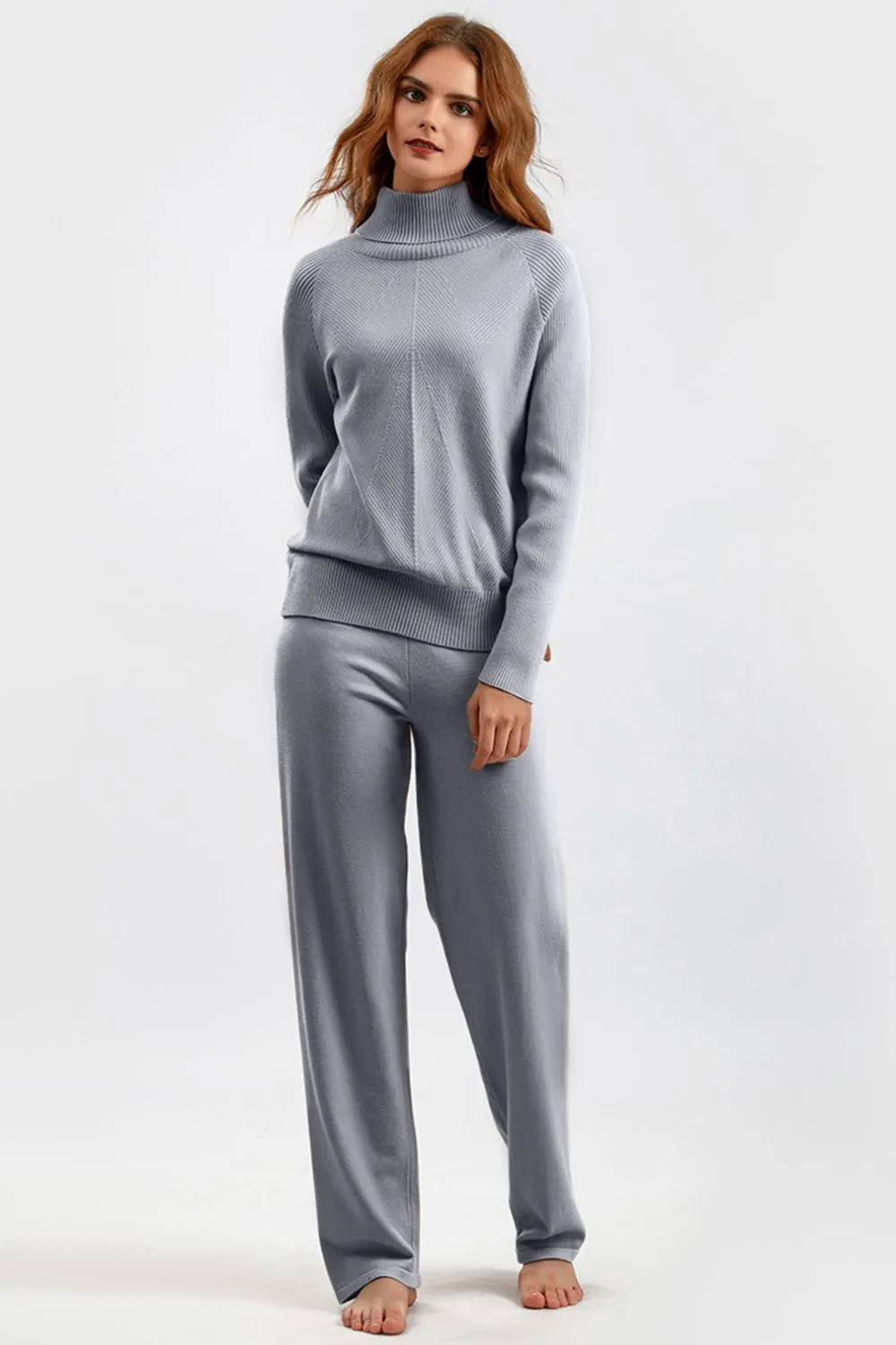 Hazel Blues® |  Basic Bae Turtleneck Raglan Sleeve Top and Pants Sweater Set