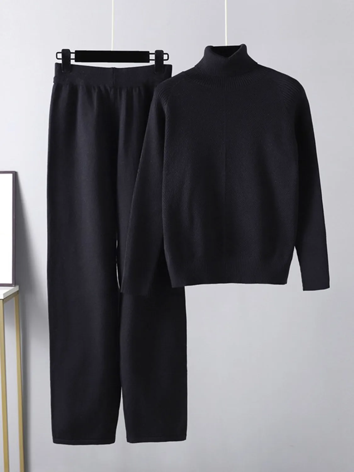 Hazel Blues® |  Basic Bae Turtleneck Raglan Sleeve Top and Pants Sweater Set