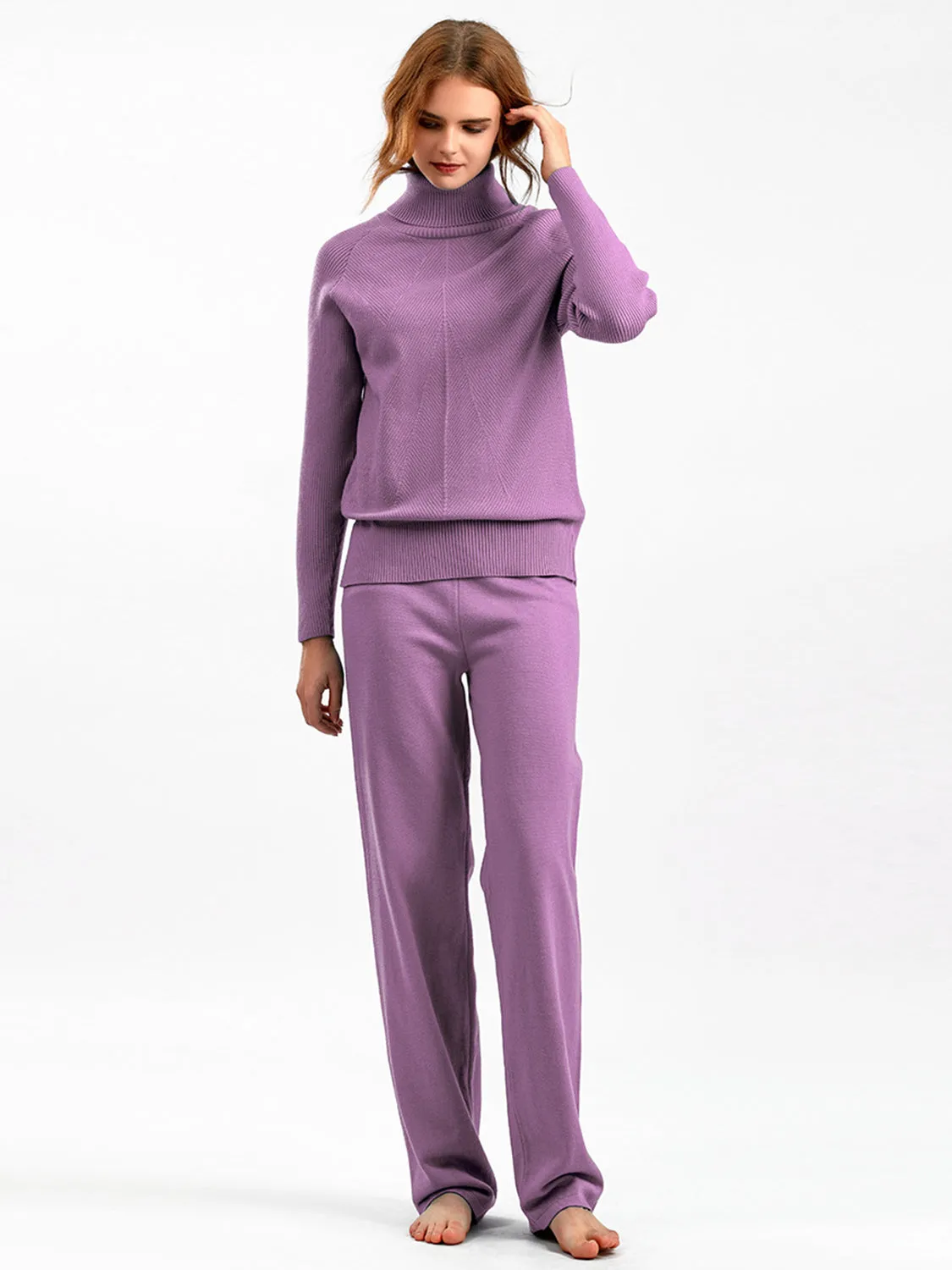 Hazel Blues® |  Basic Bae Turtleneck Raglan Sleeve Top and Pants Sweater Set