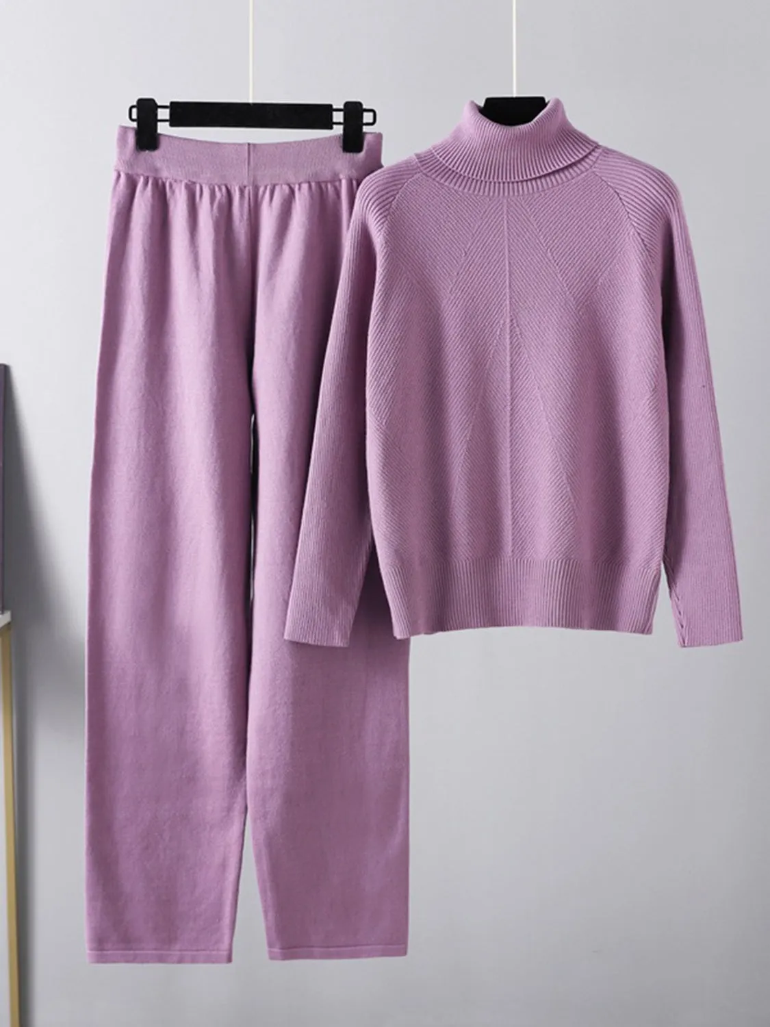 Hazel Blues® |  Basic Bae Turtleneck Raglan Sleeve Top and Pants Sweater Set