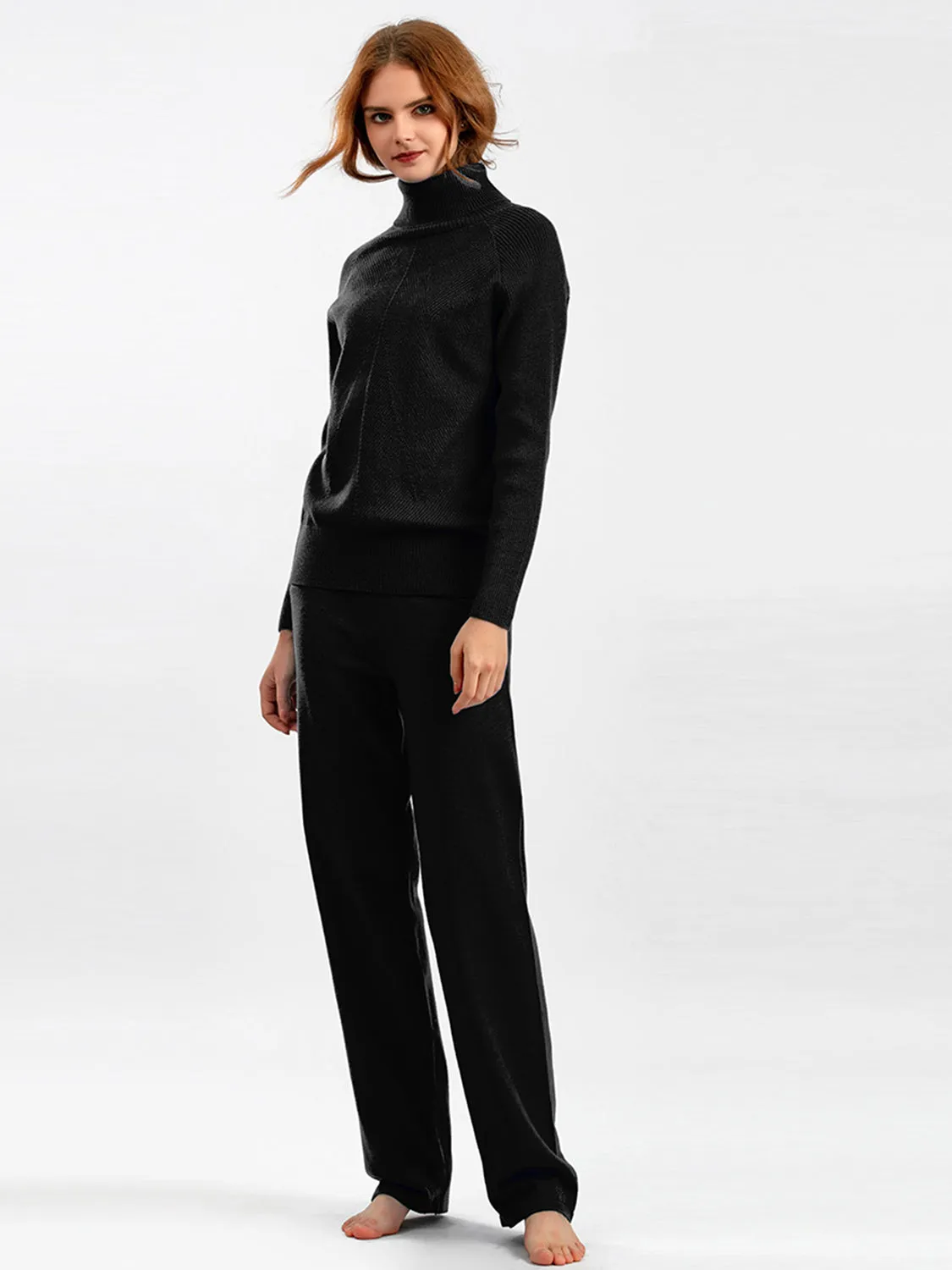 Hazel Blues® |  Basic Bae Turtleneck Raglan Sleeve Top and Pants Sweater Set