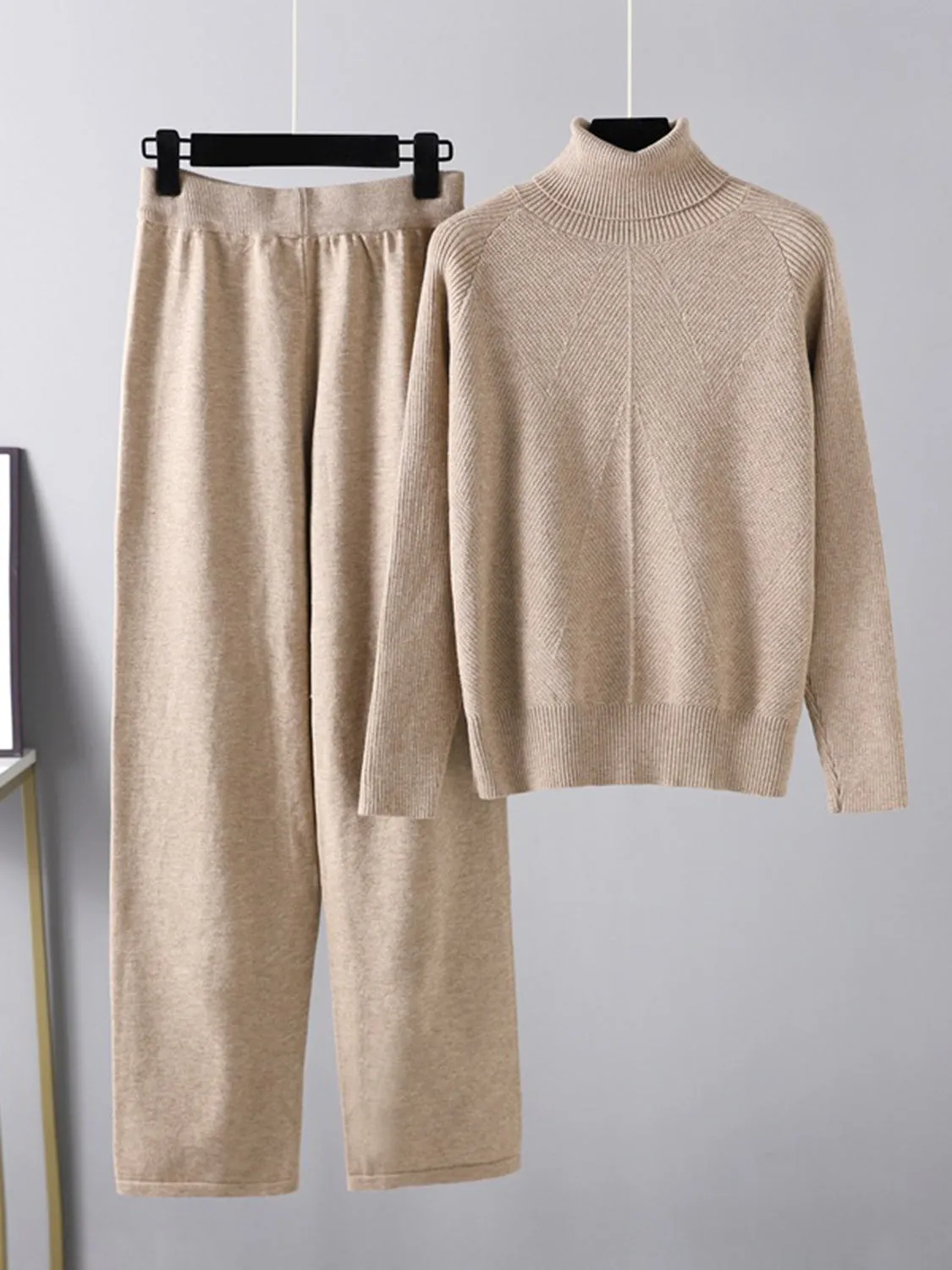 Hazel Blues® |  Basic Bae Turtleneck Raglan Sleeve Top and Pants Sweater Set