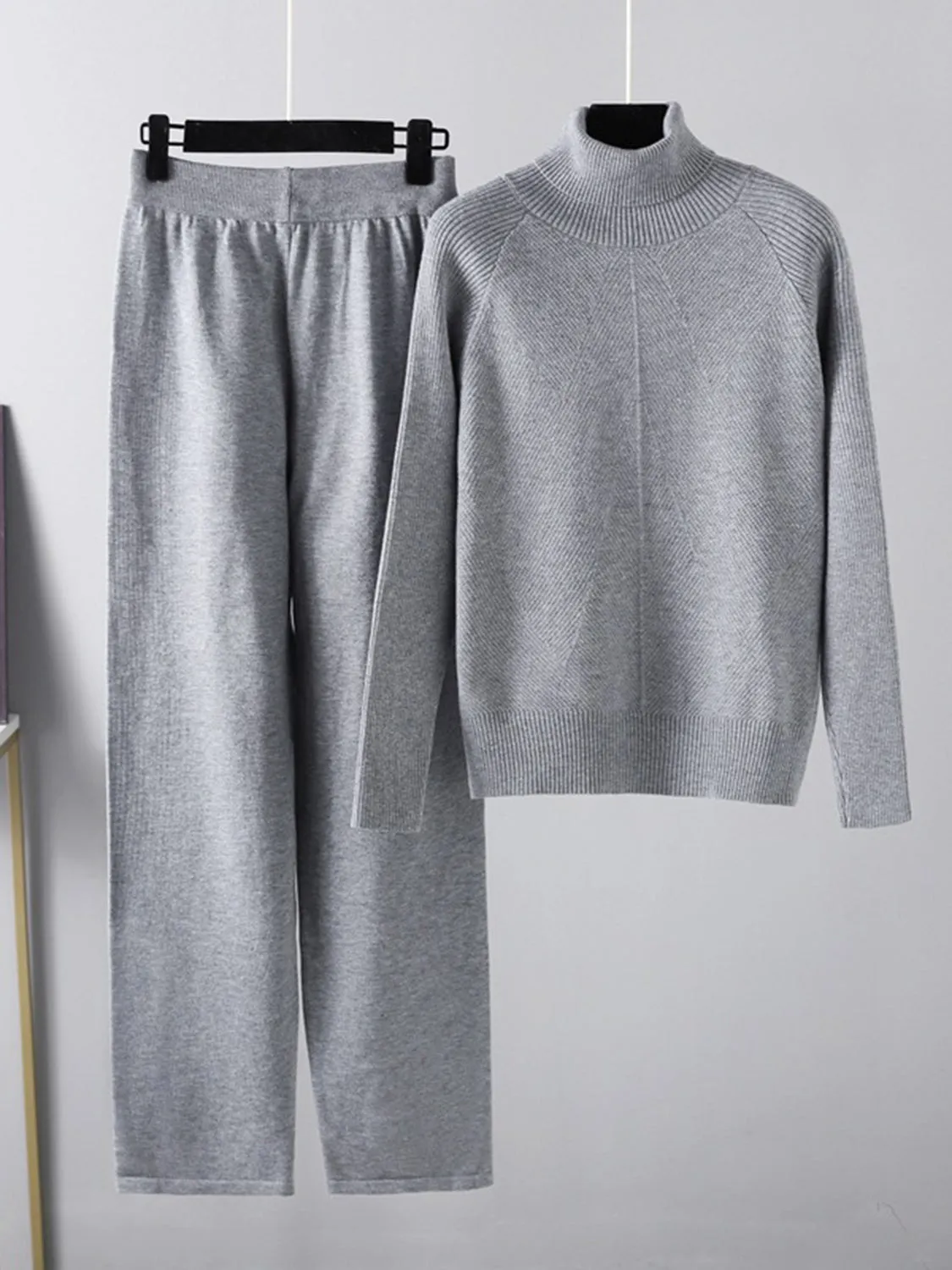 Hazel Blues® |  Basic Bae Turtleneck Raglan Sleeve Top and Pants Sweater Set
