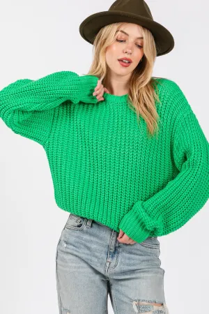 Hazel Blues® |  SAGE   FIG Round Neck Drop Shoulder Sweater