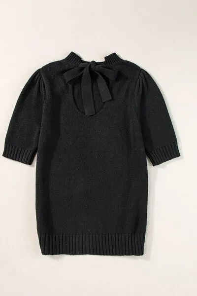 Hazel Blues® |  Tie Back Half Sleeve Sweater