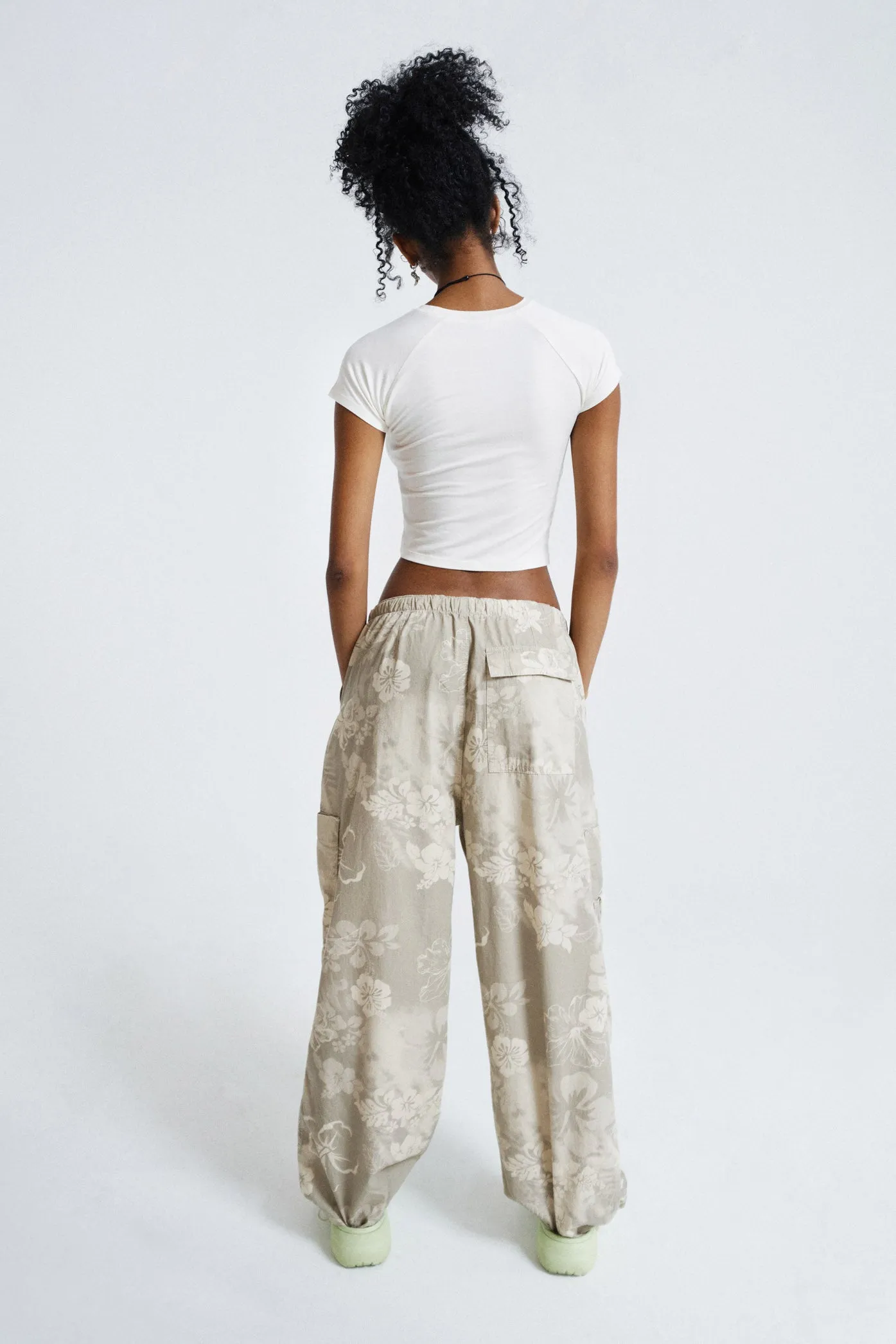 Hibiscus Bloom Parachute Cargo Pants