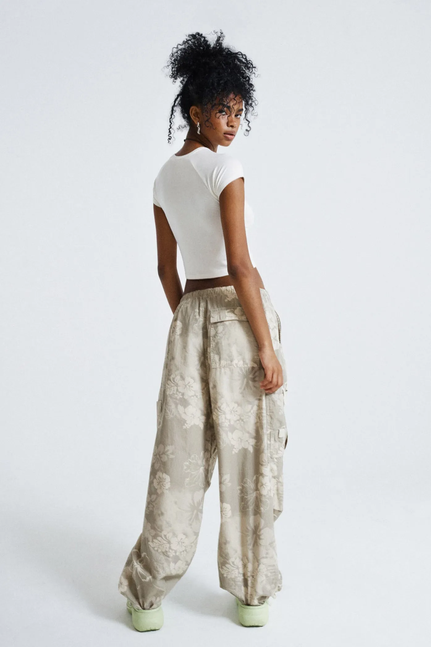 Hibiscus Bloom Parachute Cargo Pants