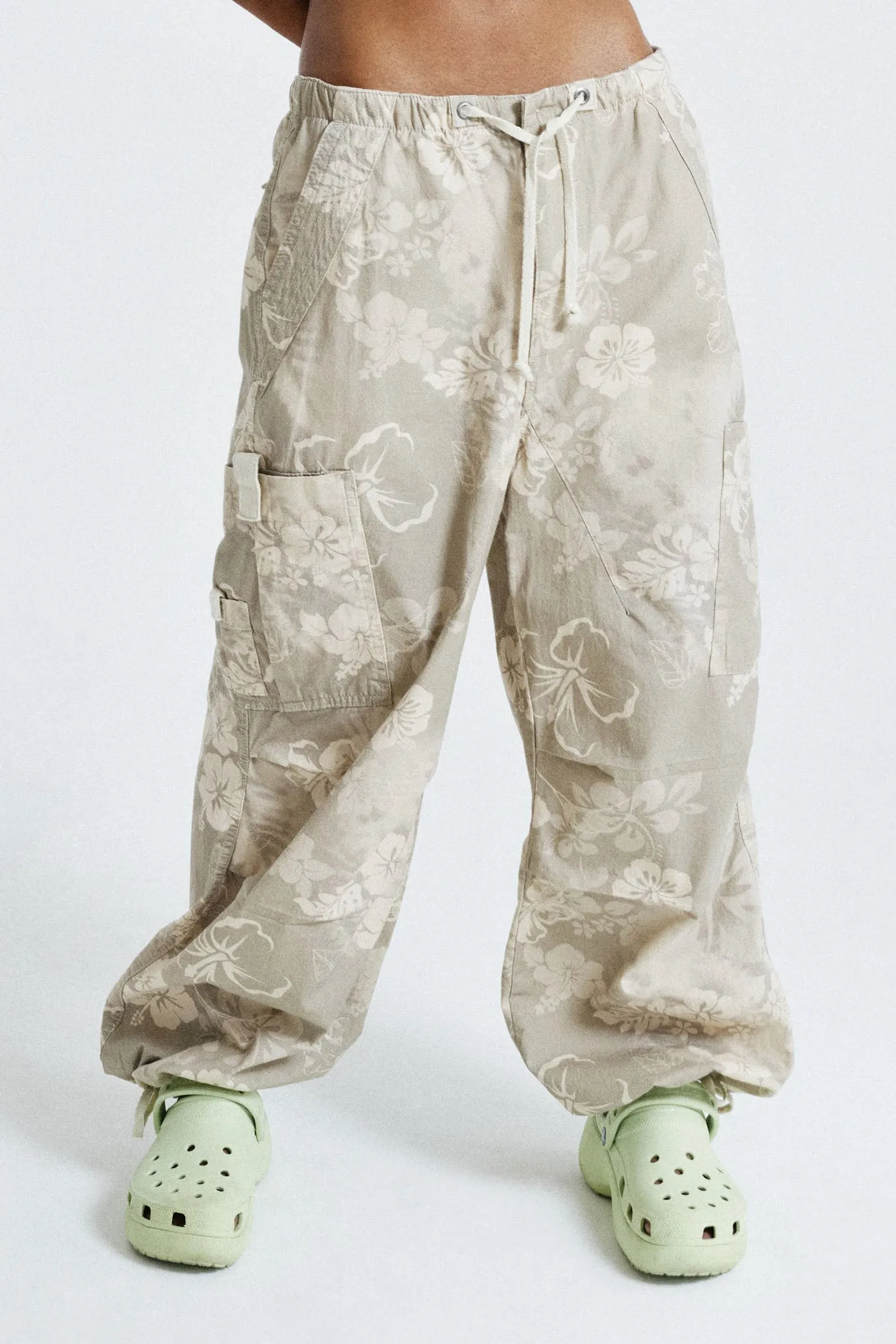 Hibiscus Bloom Parachute Cargo Pants