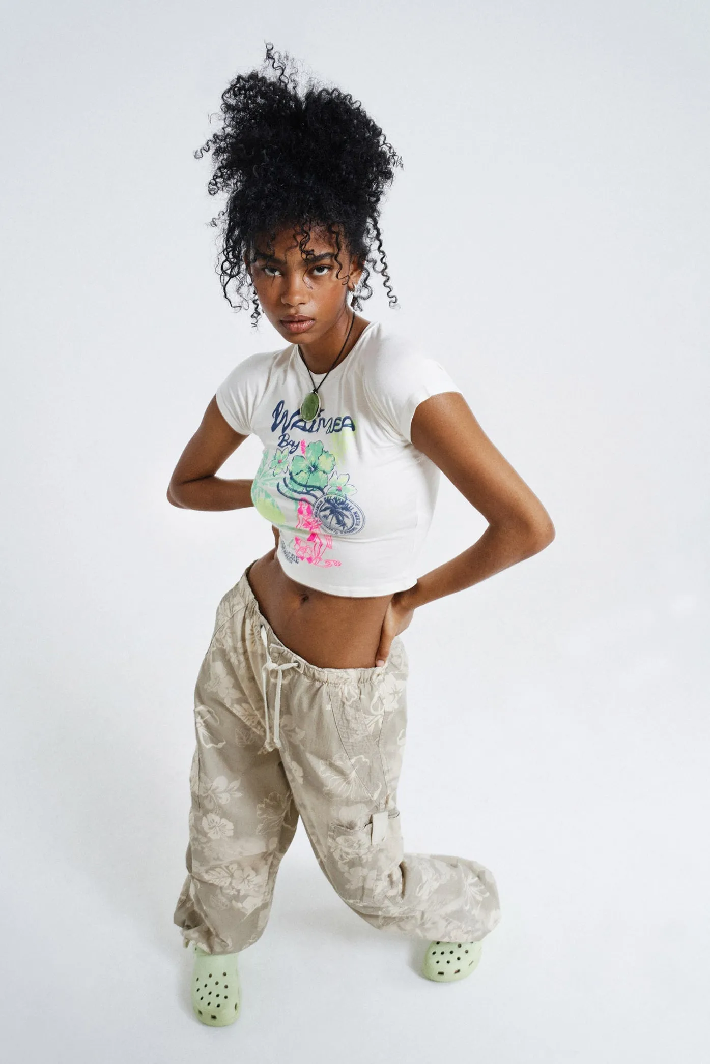 Hibiscus Bloom Parachute Cargo Pants