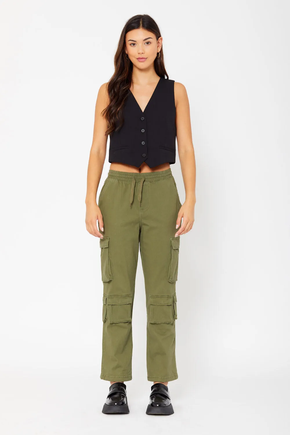 High-rise cargo utility pants