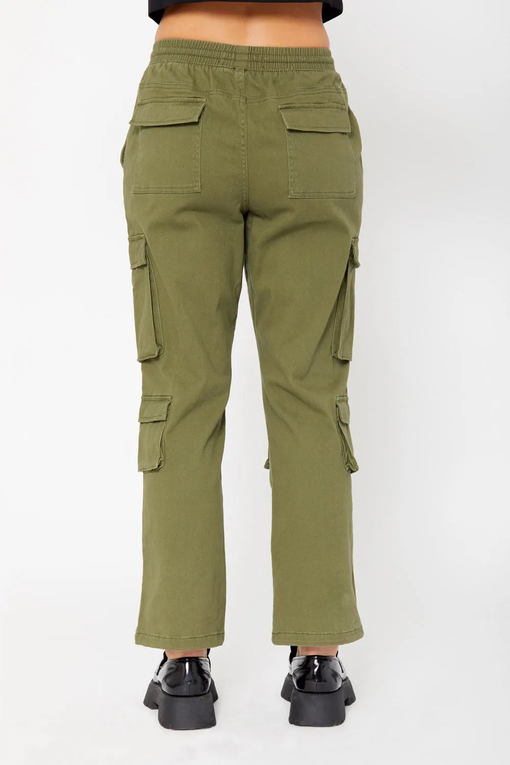 High-rise cargo utility pants