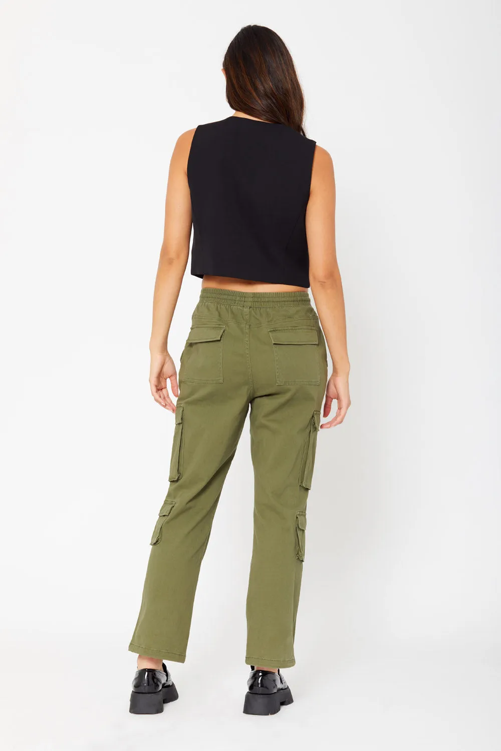 High-rise cargo utility pants