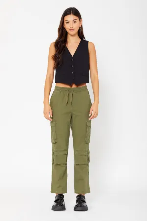 High-rise cargo utility pants