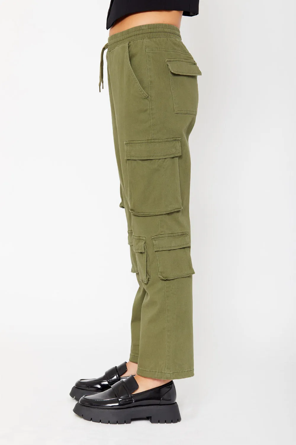 High-rise cargo utility pants