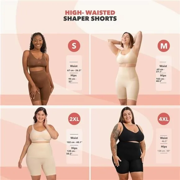 High Waisted Shapewear Shorts – Tummy Control, Thigh Slimming
