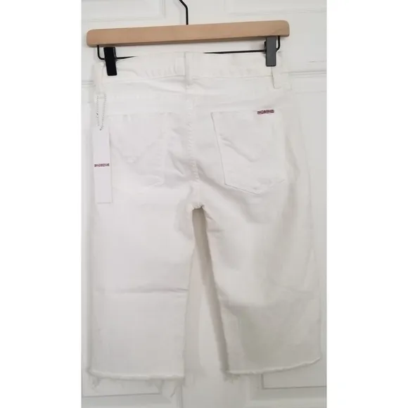 HUDSON Amelia Cut Off Knee shorts in optical white
