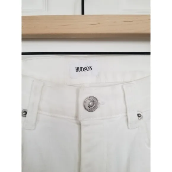 HUDSON Amelia Cut Off Knee shorts in optical white