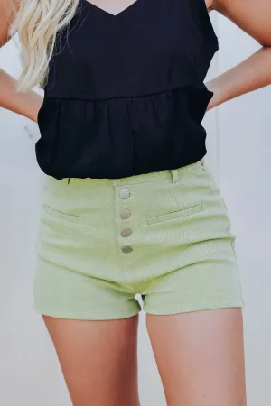 Imagine High Waisted Shorts - Lime - Final Sale
