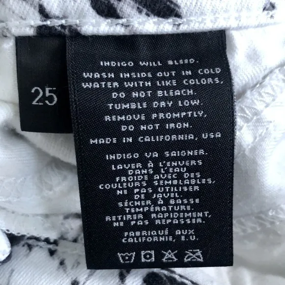 J BRAND Women's Shorts Labyrinth Print Black White Stretch Size 25