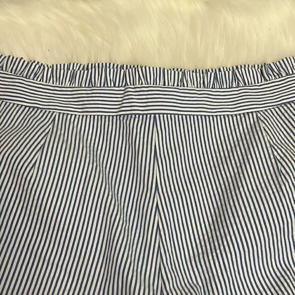 J. Crew | Blue Seersucker Ruffle High Waisted Shorts