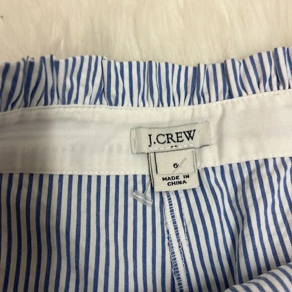 J. Crew | Blue Seersucker Ruffle High Waisted Shorts
