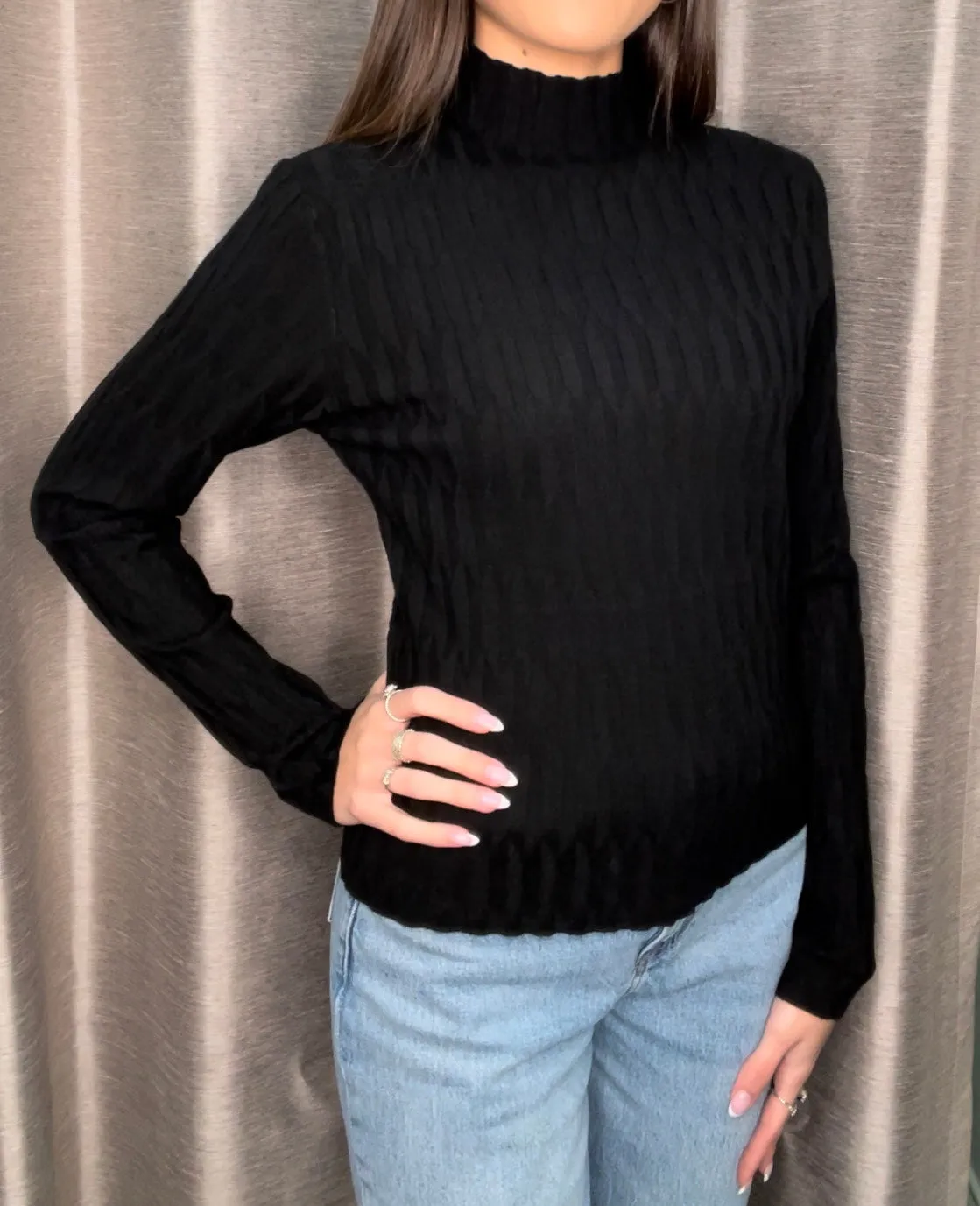 Kerisma Black Mock Neck Daza Sweater