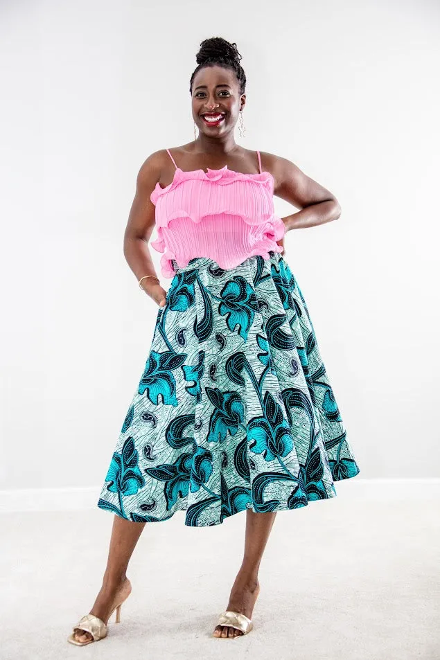 Kike Full Midi -Skirt- Teal water