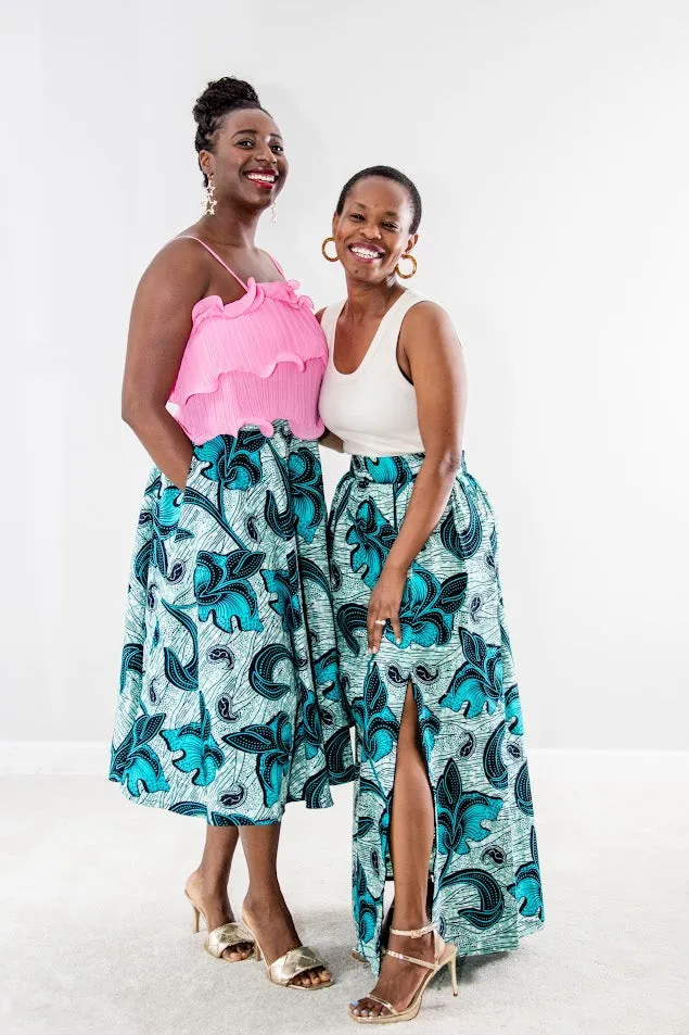 Kike Full Midi -Skirt- Teal water