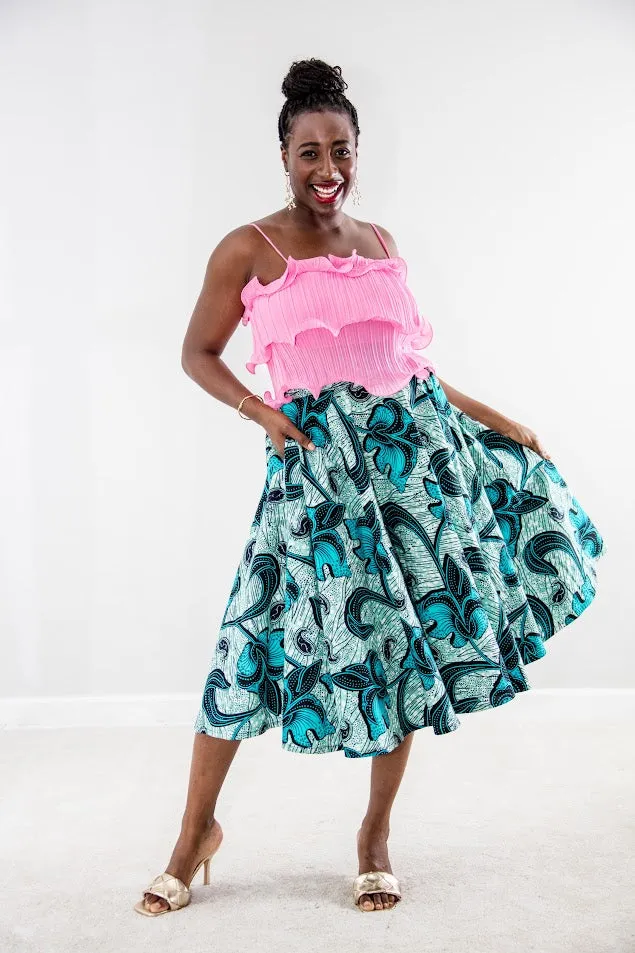 Kike Full Midi -Skirt- Teal water