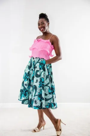 Kike Full Midi -Skirt- Teal water