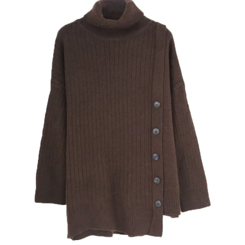 Knit High-collared Round Neck Long Sleeve Sweaters