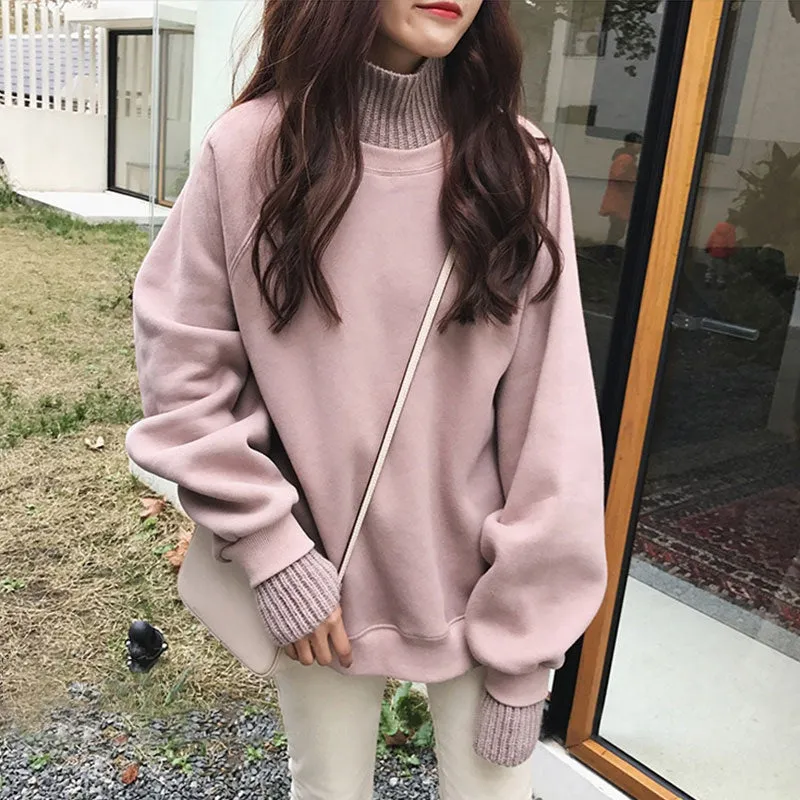 “KNIT TURTLENECK SWEATSHIRT” FAKE TWO PIECE W112016