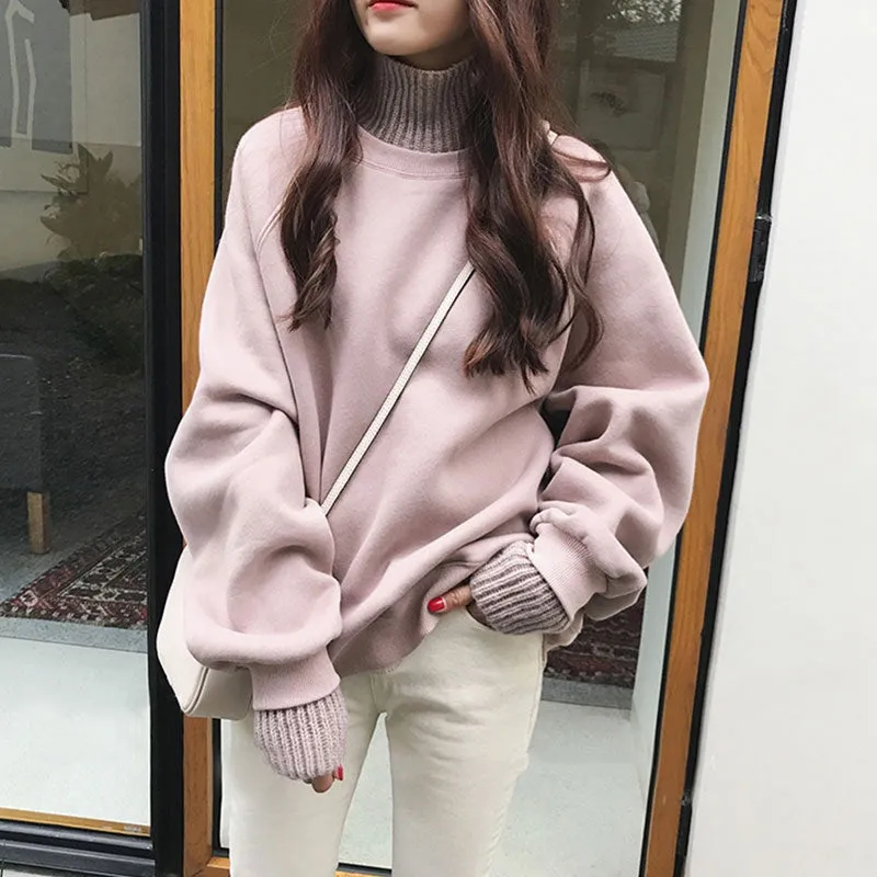 “KNIT TURTLENECK SWEATSHIRT” FAKE TWO PIECE W112016