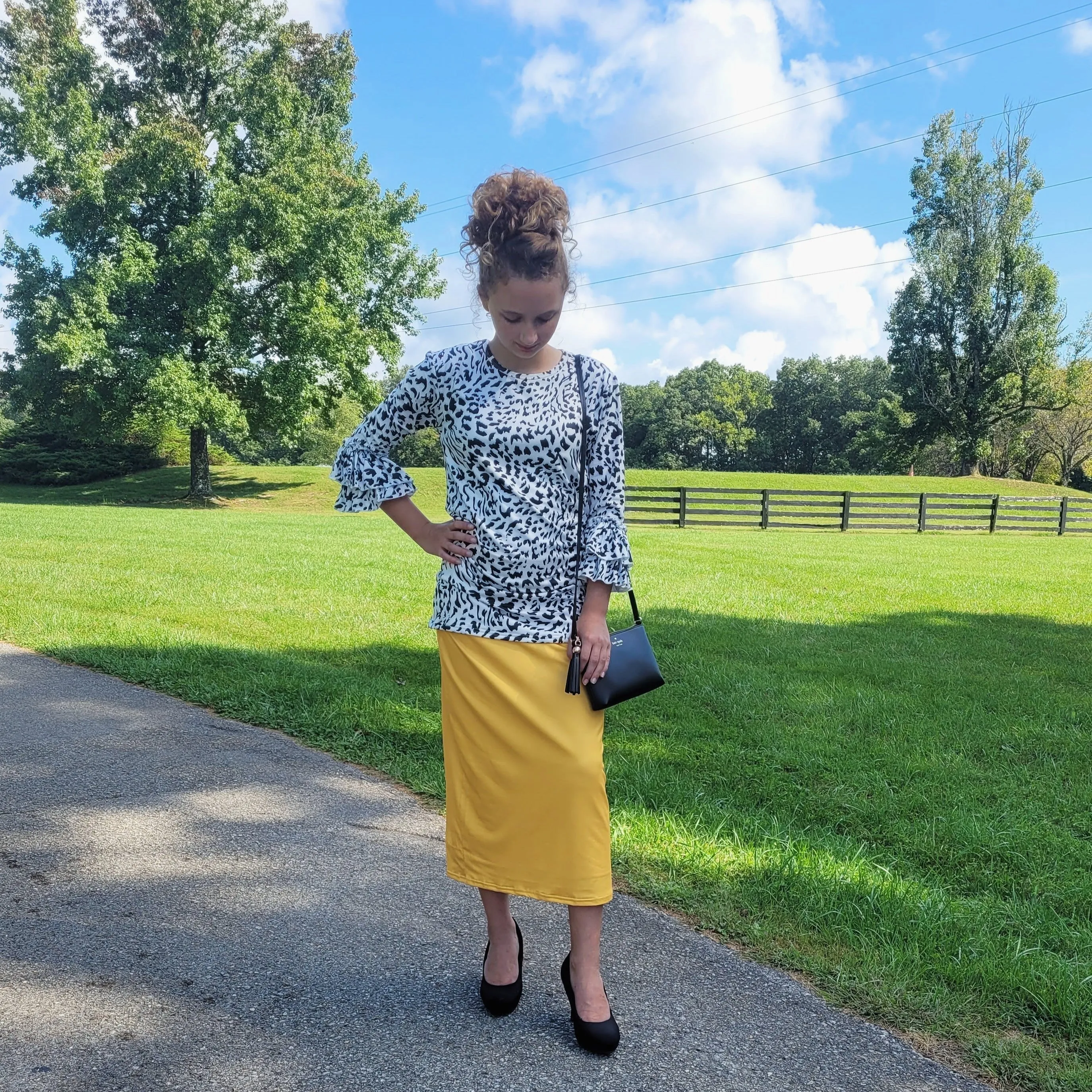 Ladies Mustard Midi Skirts
