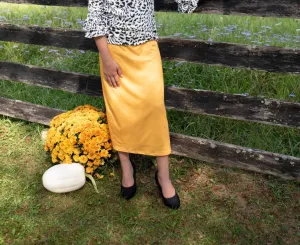 Ladies Mustard Midi Skirts