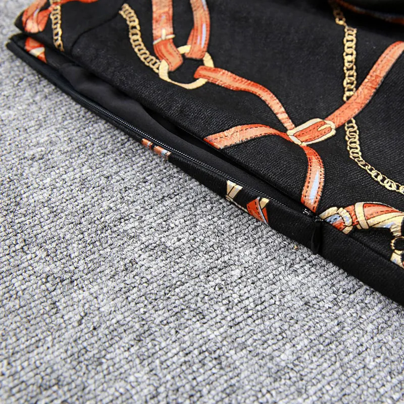 Lady Leather Skirts Genuine Sheepskin Printed Pleated Slit Sexy Hip Wrap Mid-Length Skirt 2022 Autumn Winter New TF4749