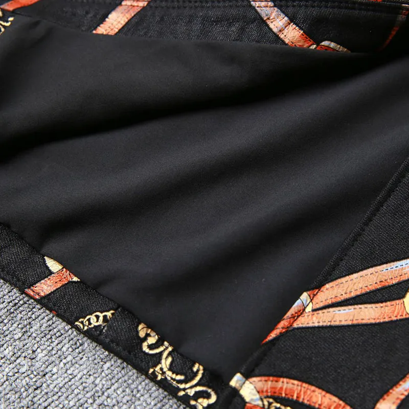 Lady Leather Skirts Genuine Sheepskin Printed Pleated Slit Sexy Hip Wrap Mid-Length Skirt 2022 Autumn Winter New TF4749